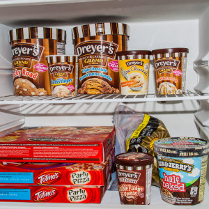 So sah es in unserem Eisfach aus. Nur gesundes Zeug!