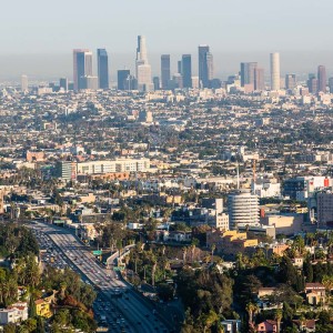 Die Skyline von LA vom Mulholland Drive gesehen Die Skyline von LA vom Mulholland Drive gesehen