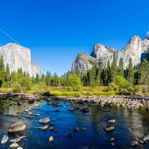 Postkartenpanorama im Yosemite Valley Postkartenpanorama im Yosemite Valley