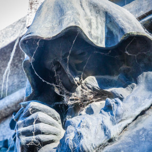 Statue mit Spinnweben