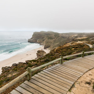 Blick über die vernebelte Küste