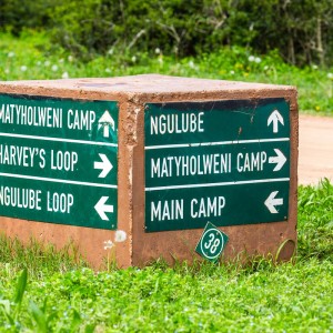 Wegweiser im Addo Elephant Park Wegweiser im Addo Elephant Park