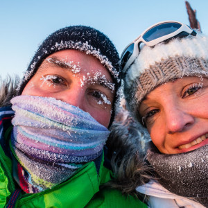 eingefroren auf dem Schlitten