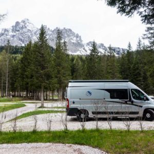 Unser Stellplatz auf dem Caravan Park Sexten