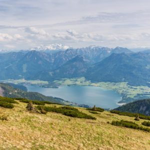 Blick hinunter auf den Wolfgangsee